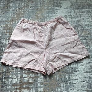 J. Jill 100% Linen Pull-On Shorts size LP Elastic Pink Pockets Lagenlook Beach